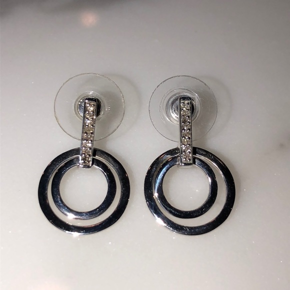 Earrings 925 silver authentic diamond drop - Picture 1 of 5